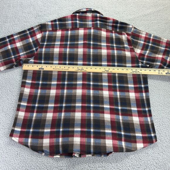 Roper Fleece Shirt Long Sleeve Button Up Mens 2XL Red Blue Plaid Front Pockets - Picture 7 of 8